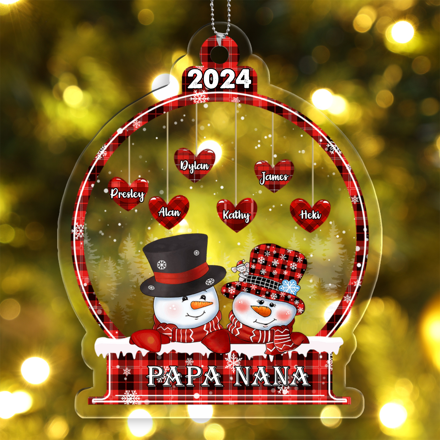 Personalized Christmas Snowman Ornament Custom 3-18 Names Christmas Ornament Gift for Family