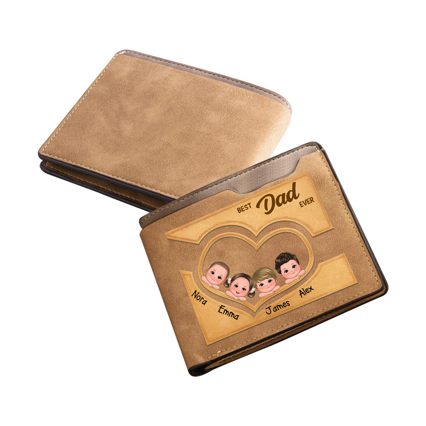 Perosnalized Best Dad Ever Wallet – Custom Children's Names & Illustration Gift for Dad | Lorajewel