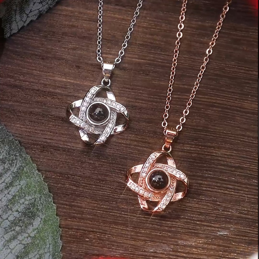 Personalized Photo Projection Necklace Love Knot Pendant Necklace Gift for Her