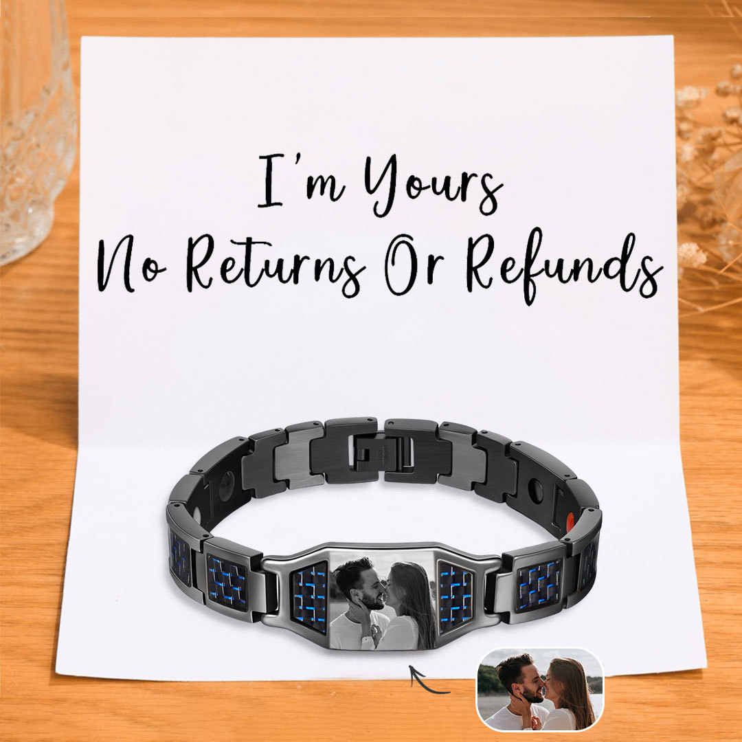 Personalized Men Bracelet Magnetic Custom Photo Bracelet for Him Valentine Gift