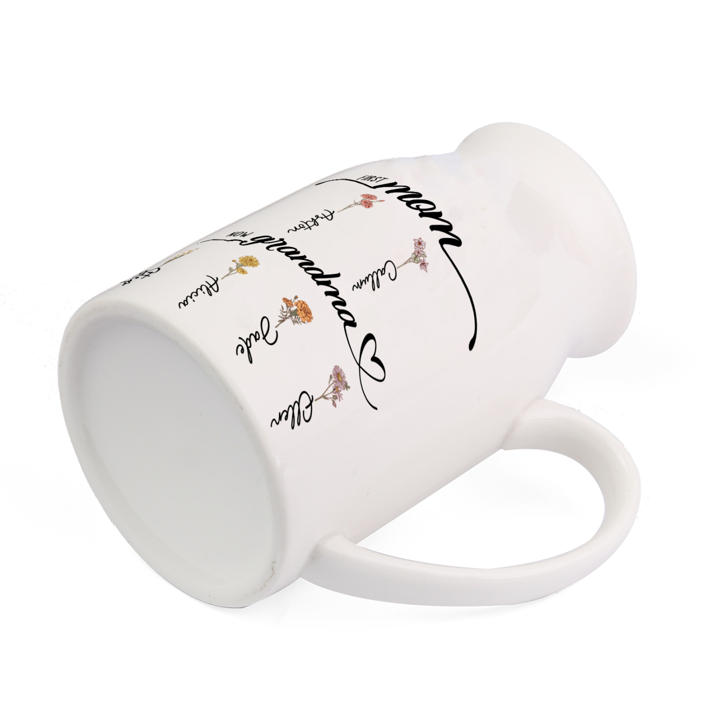 Personalized Floral Name Pitcher – “First Mom, Now Grandma” Ceramic Flower Vase | Lorajewel