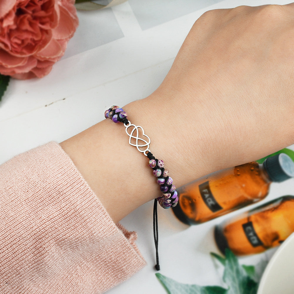 To My Daughter Infinity Heart Bracelet with Message Card Adjustable Bracelet Gift for Her - Never Forget How Much I Love You