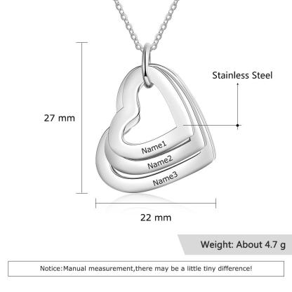 Family Pendant Necklace Heart Matching Necklace Personalized Engraved Names Gift For Women Mothers Necklace Set