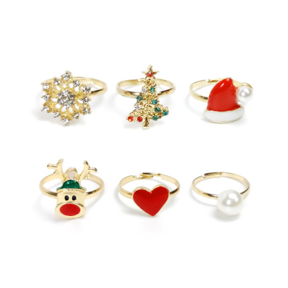Christmas Adjustable Rings Set Ideal Gift for Family Members