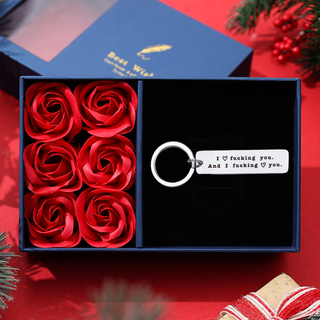 Funny Couple Keychain I Love F❤cking You and I F❤cking Love You Key Ring for Couple