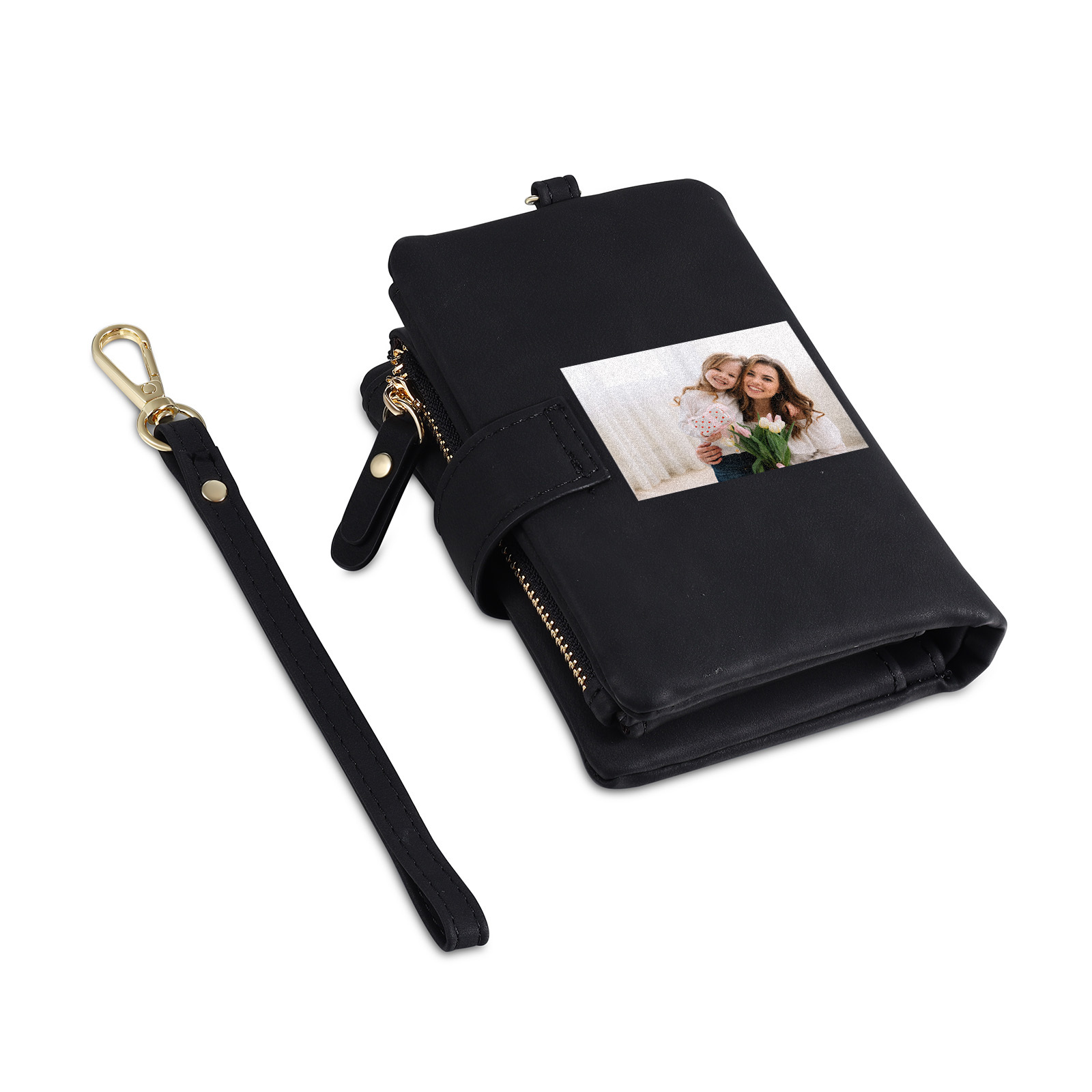 Personalized Women's Leather Wallet Custom Birthday Flower & Name & Photo Wallet Gift for Her