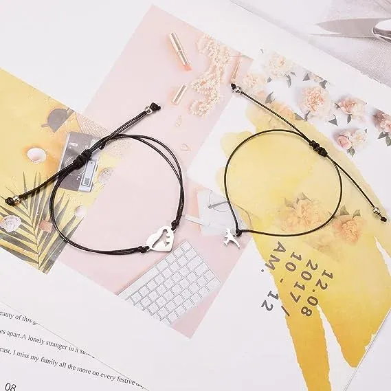 2 Pcs Back to school Love Dinosaur Combination Bracelet Set, Adjustable Bracelets Gift With Gift Card Set For Kids