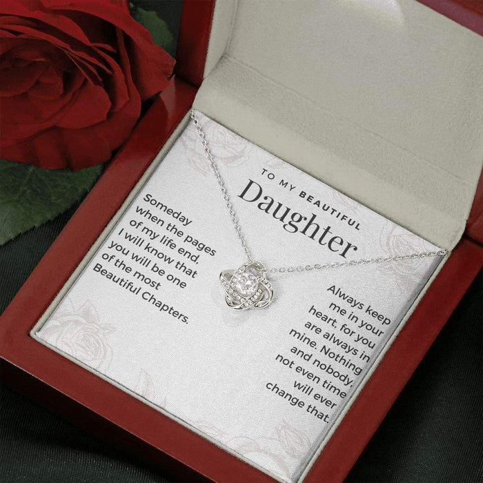 To My Beautiful Daughter Love Knot Necklace "Always Keep Me in Your Heart" Gifts For Daughter