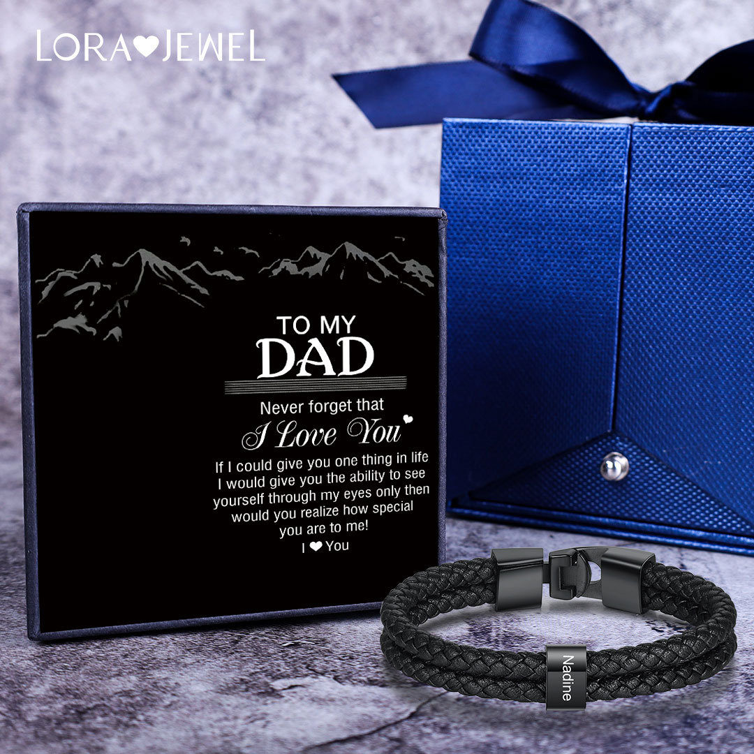 Men Leather Bracelet with 1 Bead Two Layers Custom Bracelet Father Gifts