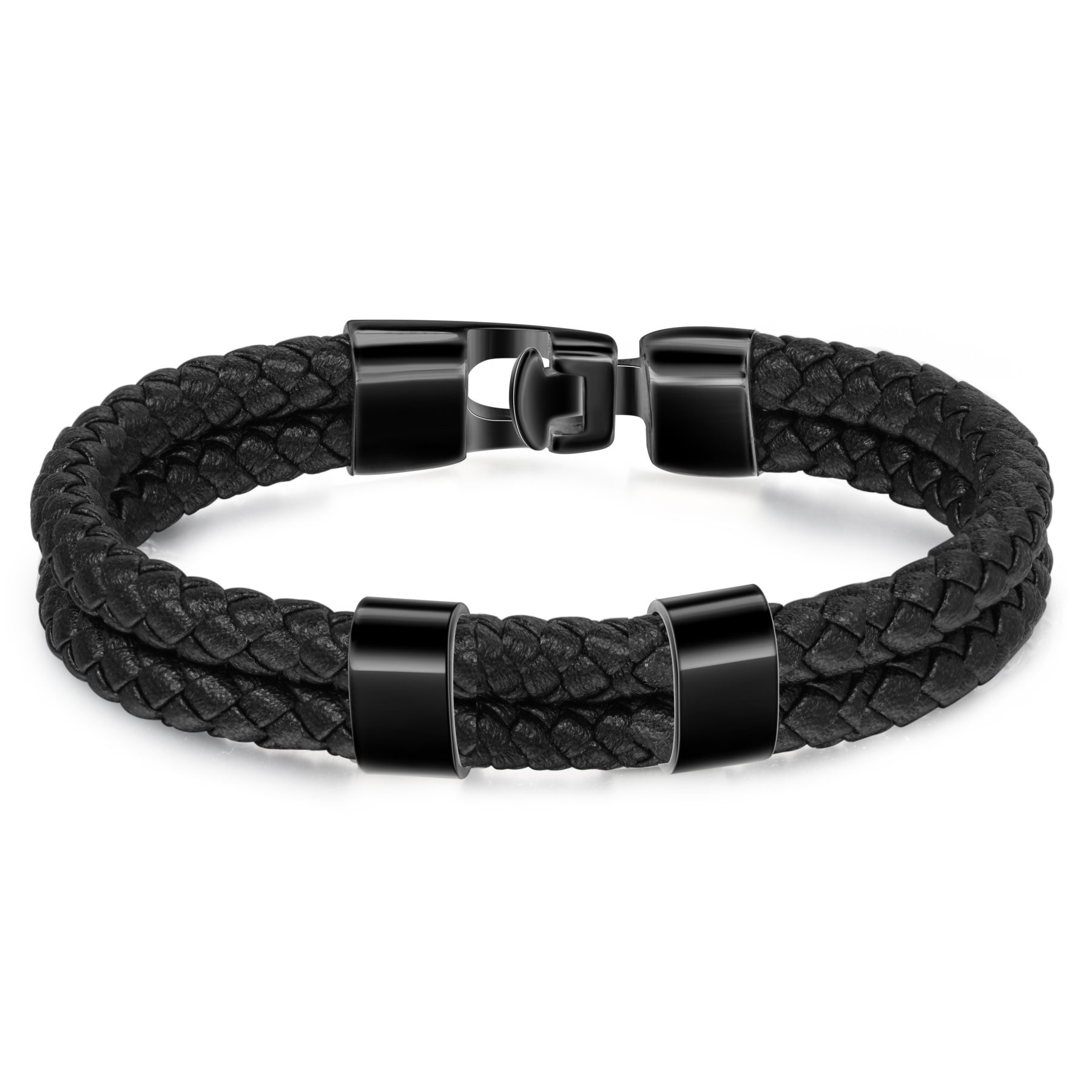 2 Names-Personalized Braided Leather Bracelet Engraved Men's Bracelet for Him
