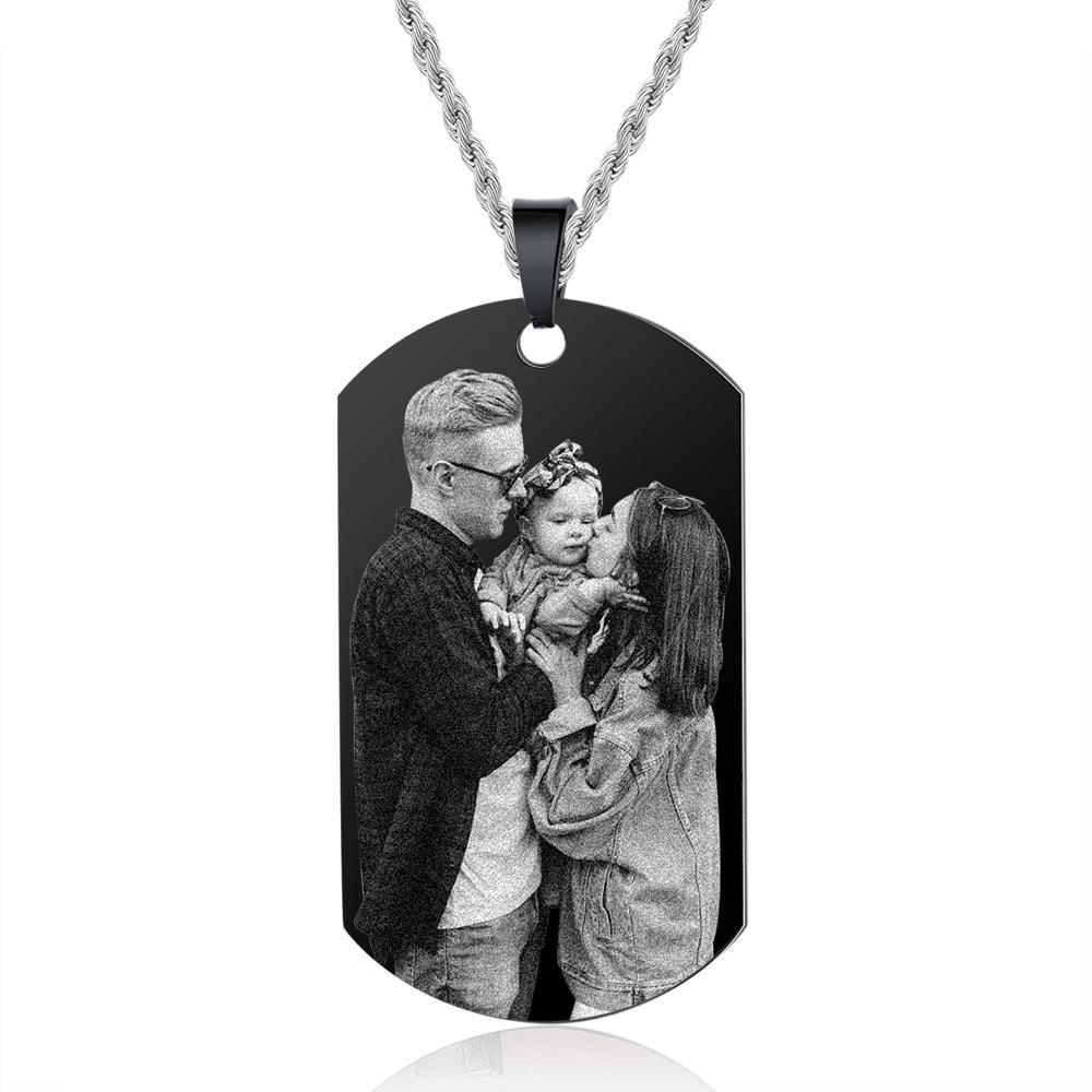 Custom Photo Tag Necklace with Calendar Personalized Gift For Him