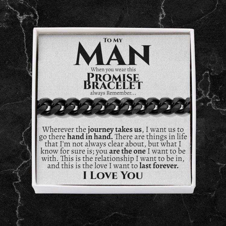To My Man I LOVE YOU Cuban Chain Promise Bracelet Stainless Steel Bracelet Romantic Gift
