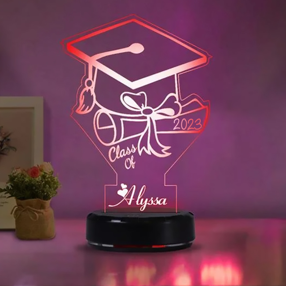 2023 Bachelor Cap Night Light Custom Name Lamp Graduation Gift