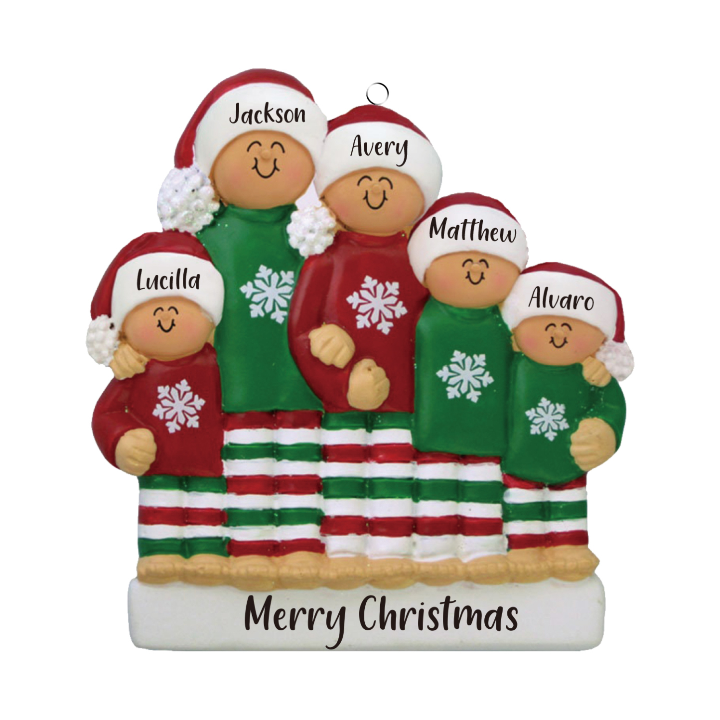 5 Names - Personalized Christmas Ornaments Custom Text Wooden Xmas Ornaments Gifts for Family Friends