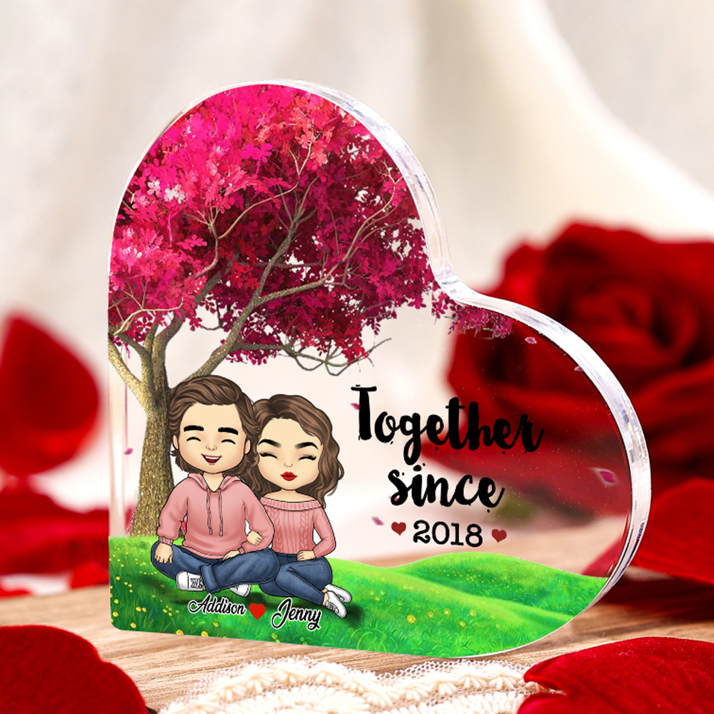 Personalized Acrylic Heart Keepsake Custom 2 Names & Year Ornament Valentine's Day Gifts for Couples