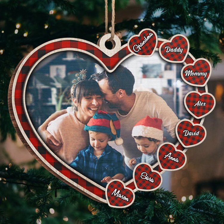 Personalized Family Heart Christmas Ornament Custom 6 Names Hanging Ornament Gifts For Family