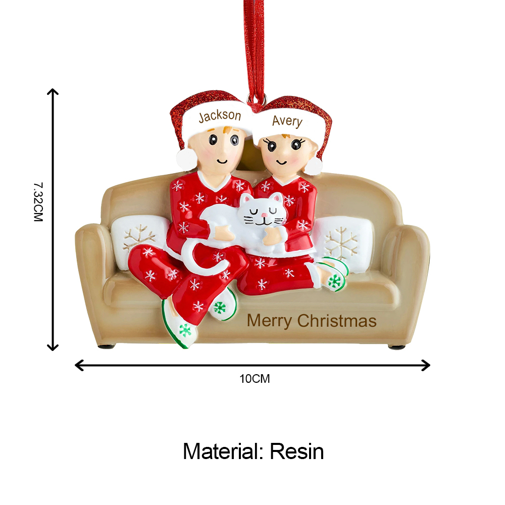 2 Names - Personalized Christmas Resin Ornaments Customized Name & Text Christmas Decor Gifts for Family Friends