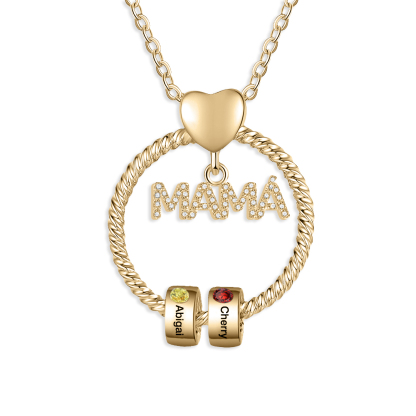 Collar con colgante de "MAMÁ" con 2 nombres Y 2 piedras de nacimiento personalizados | Jessemade