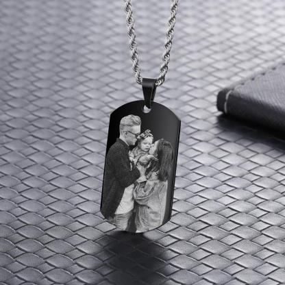 Custom Photo Tag Necklace with Calendar Personalized Gift For Him