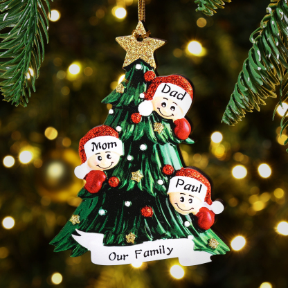 Personalized Family Christmas Ornament Custom 3 Names Hanging Ornament Gifts For Family