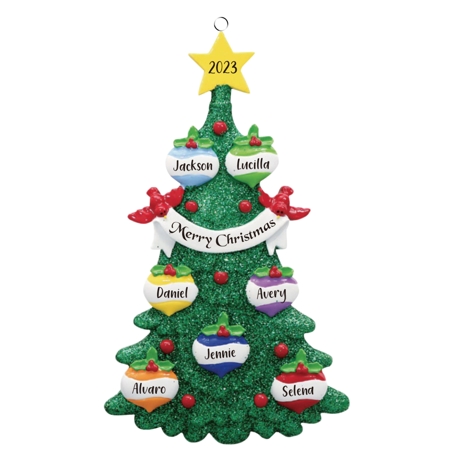 7 Names - Personalized Christmas Tree Ornaments Custom Text & Year Wooden Christmas Pendant Gifts for Family Friends