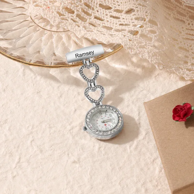 Personalized Name & Text Nurse Watch Portable Nurse Watch with Lapel Pin Gift for Doctor/Nurse