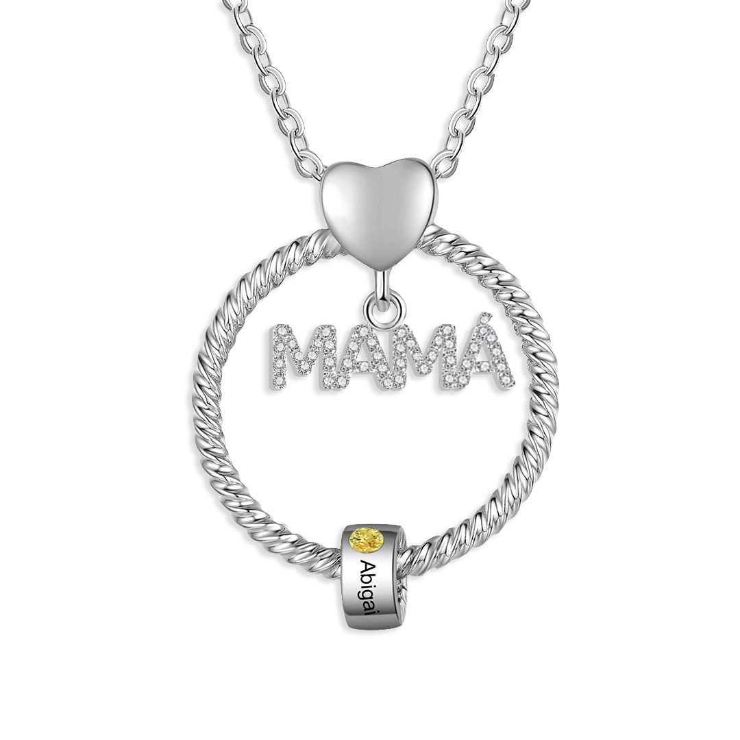 Collar con colgante de "MAMÁ" con 1 nombre Y 1 piedra de nacimiento personalizados | Jessemade