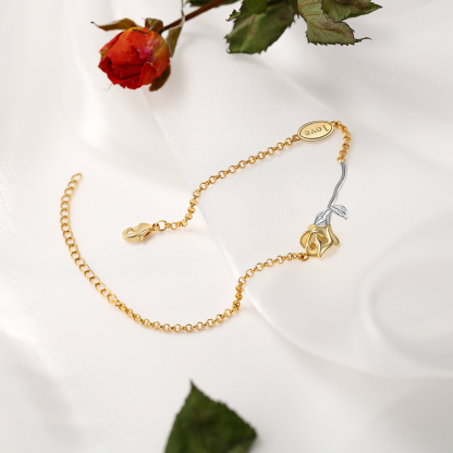 Rose Pendant Bracelet Simple Flower Bracelet for Women