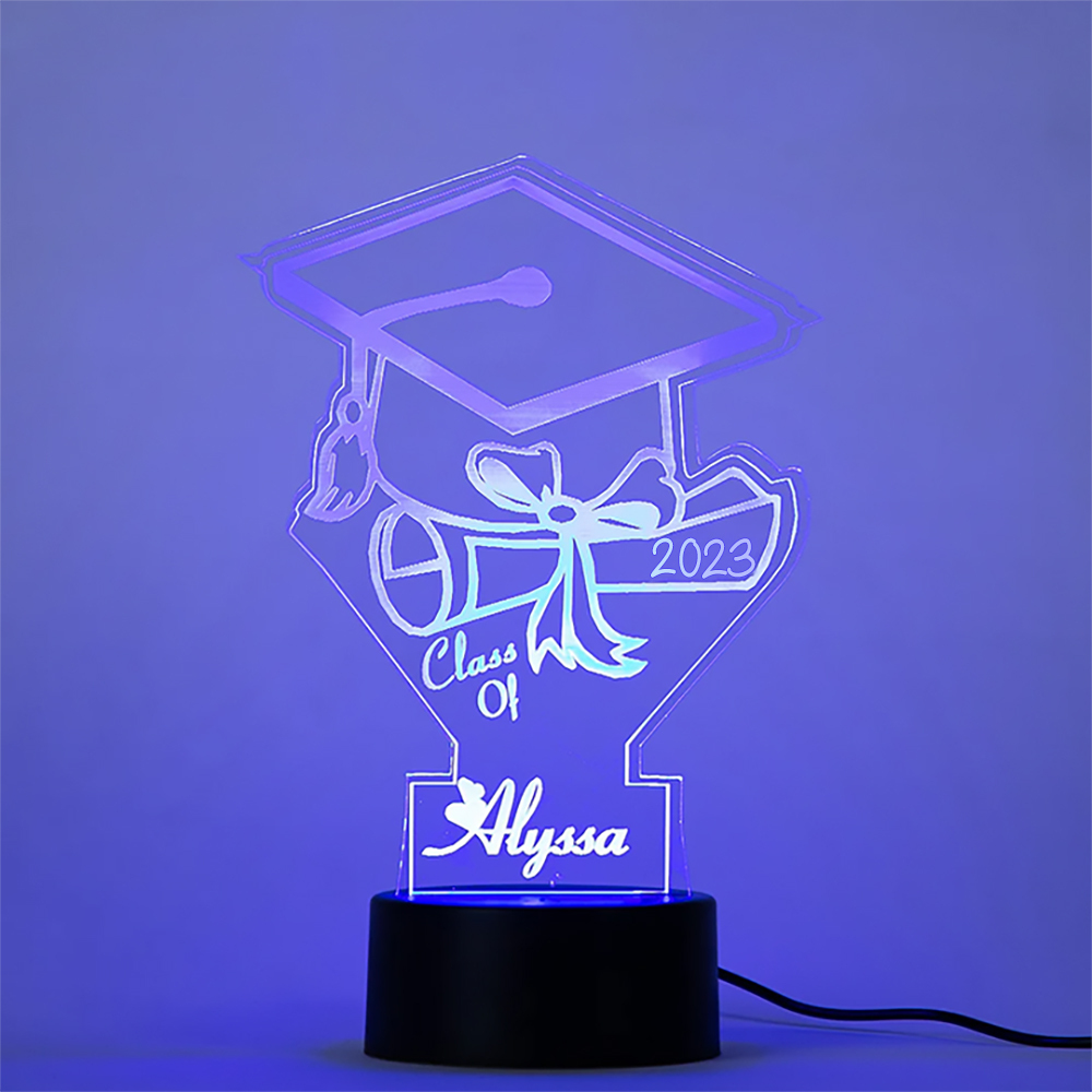 2023 Bachelor Cap Night Light Custom Name Lamp Graduation Gift