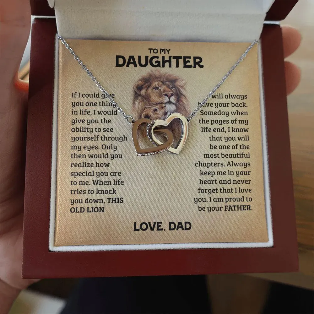 To My Daughter From Dad S925 Interlocking Heart Necklace