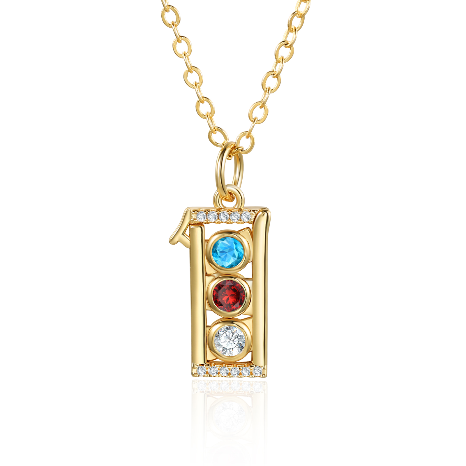 Personalized family necklace with 1–6 birthstones – a unique gift for Mom or Grandma