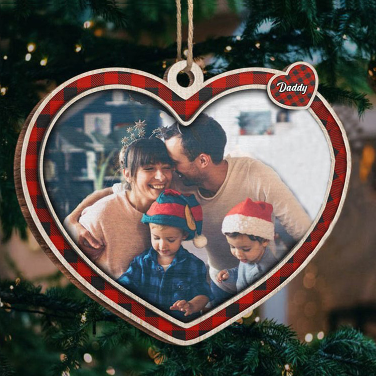 Personalized Family Heart Christmas Ornament Custom 1 Name Hanging Ornament Gifts For Family