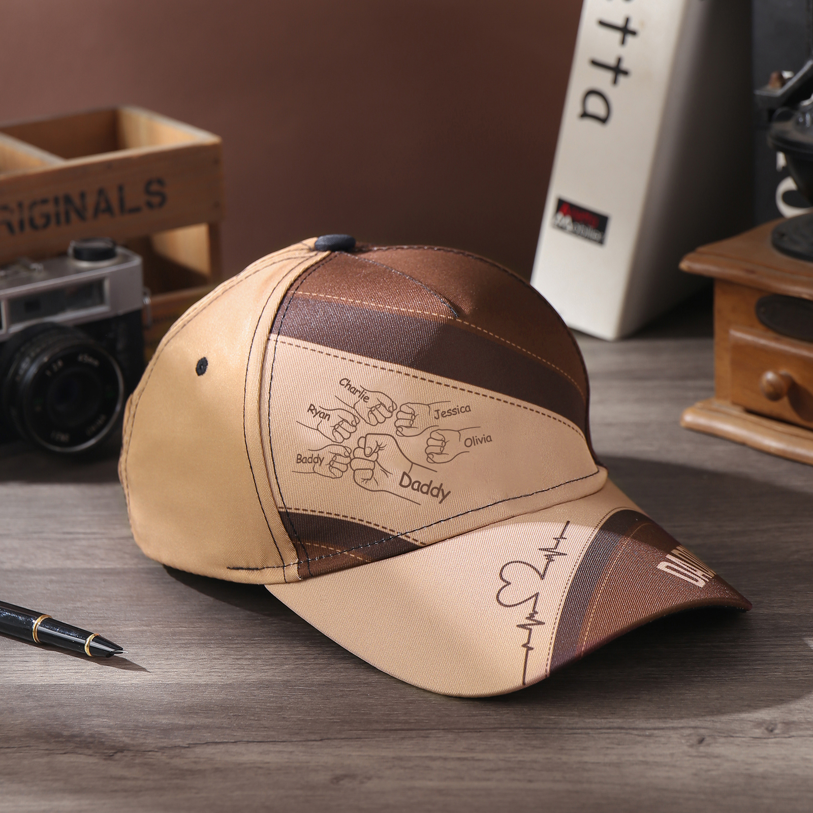 6 Names & 1 Text Personalized Daddy Baseball Cap – Custom Gift for Dad – Unique Father’s Day Dad Hat from Kids | Lorajewel