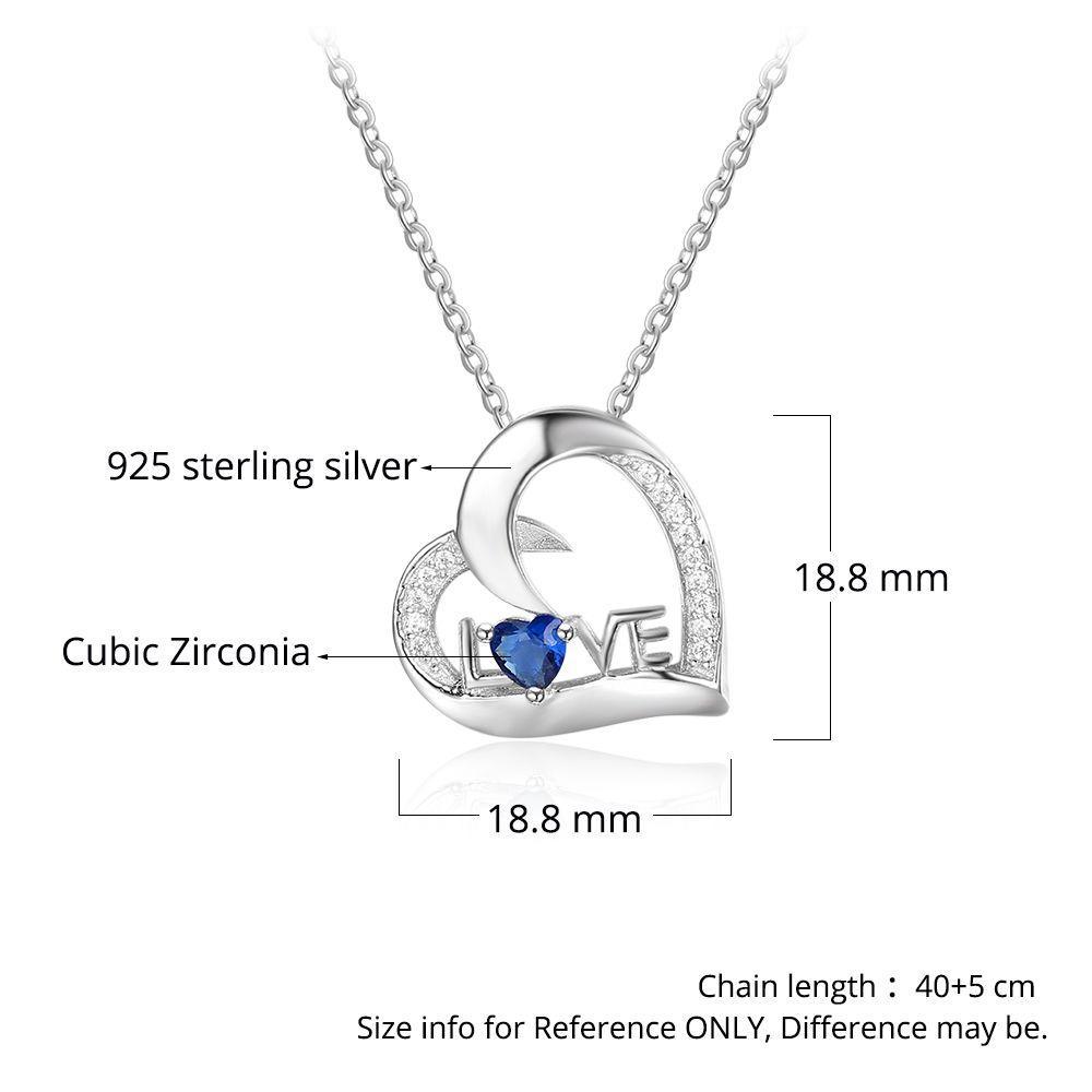 S925 LOVE Heart Necklace For Women Personalized Necklace with Heart Birthstone Engraved Names