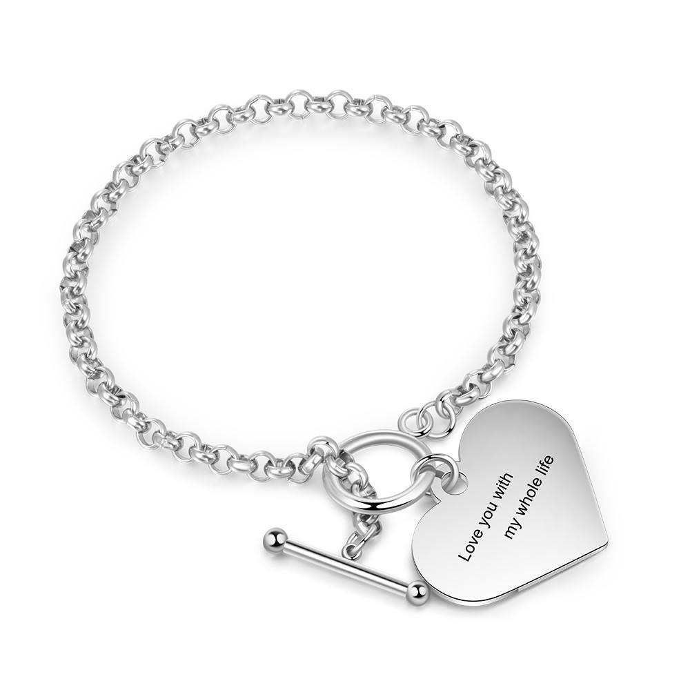 Custom Bracelets with Heart Photo Pendant Personalized with Engraving