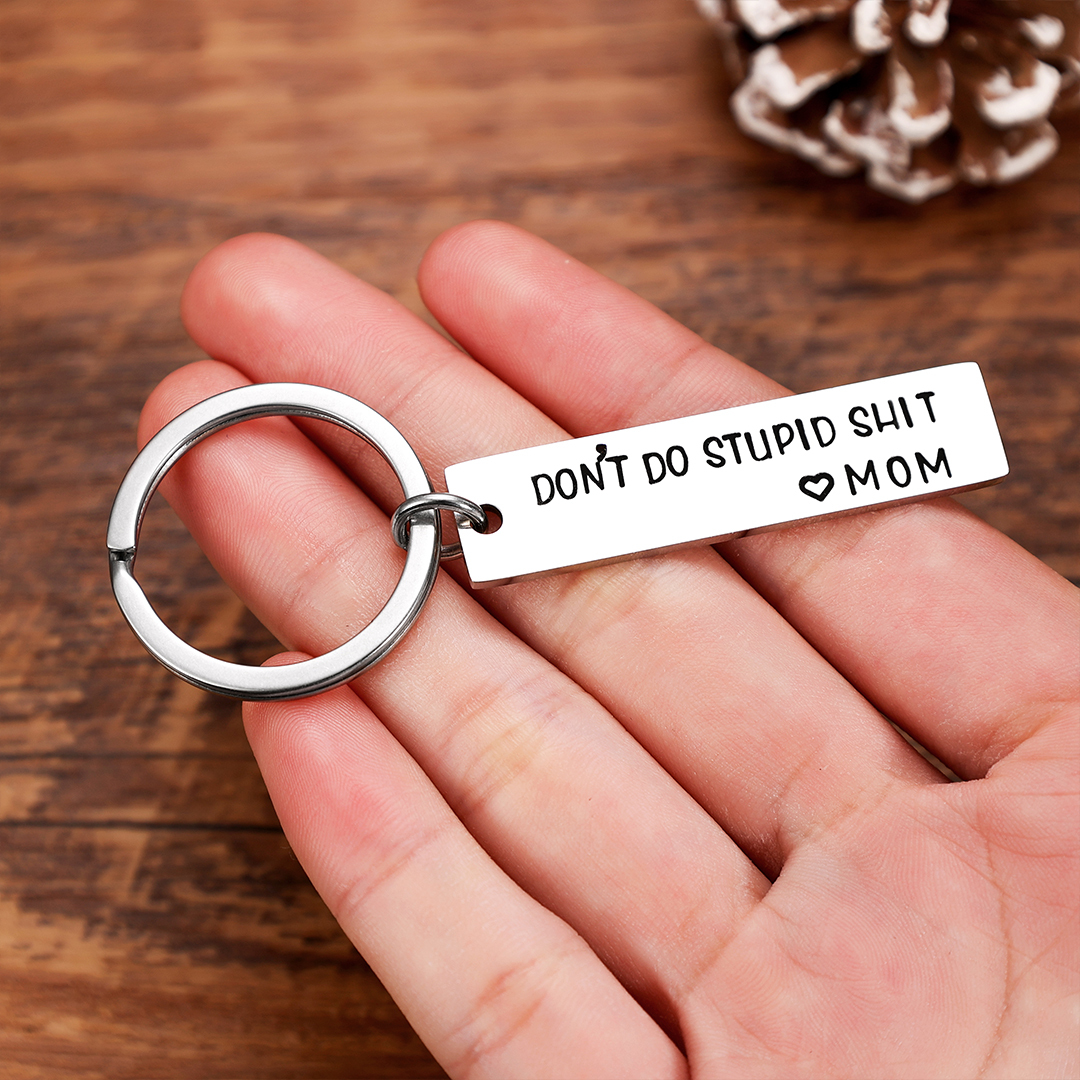 Don't Do Stupid Funny Keychain Surprise Gift Box Set for Son and Daughter