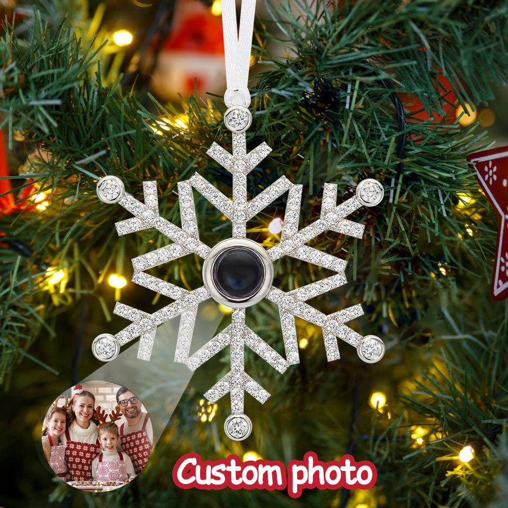 Snowflake Projection Hanging Ornaments Customized Photo Christmas Ornaments Personalized Gifts For Family/Friends