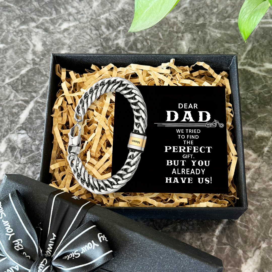 Personalized Cuban Chain Bracelet Custom 1 Name Bead Men's Bracelet