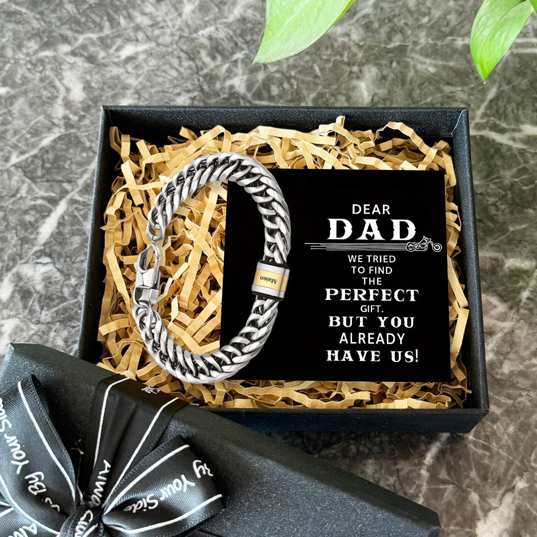 Personalized Cuban Chain Bracelet Custom 1 Name Bead Men's Bracelet