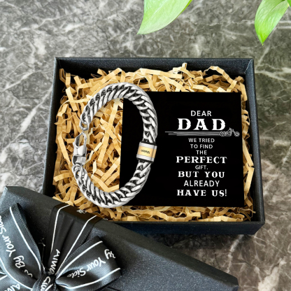 Personalized Cuban Chain Bracelet Custom 1 Name Bead Men's Bracelet