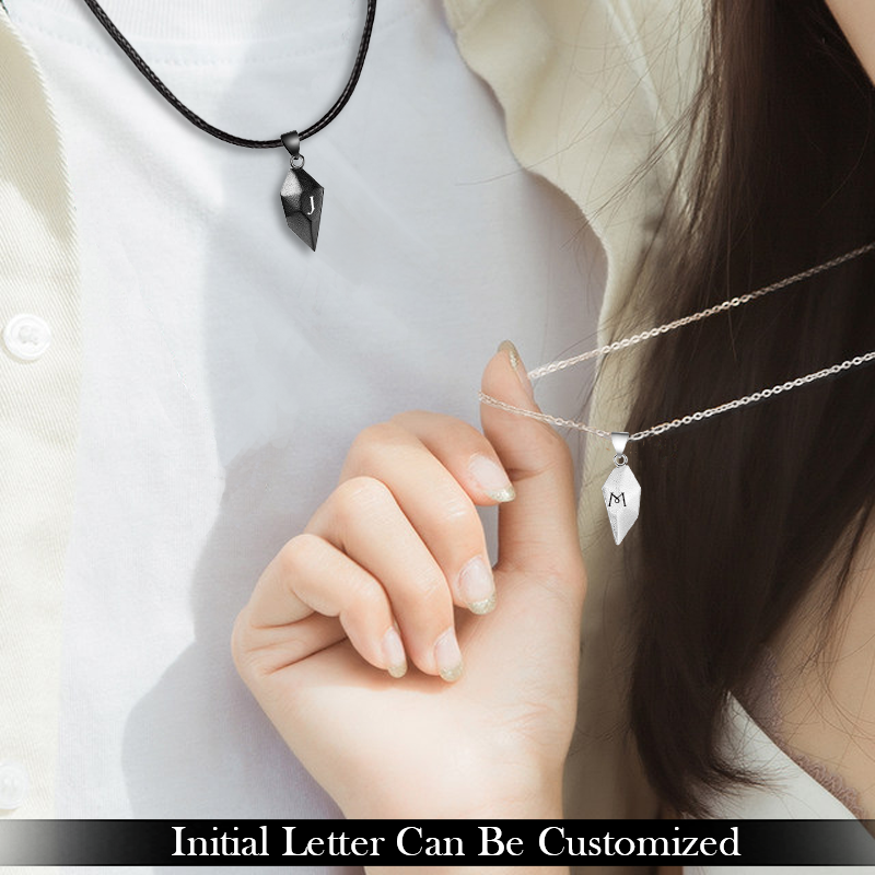 To My Man Magnetic Heart Necklace Custom Love Couple Necklace Gift Set