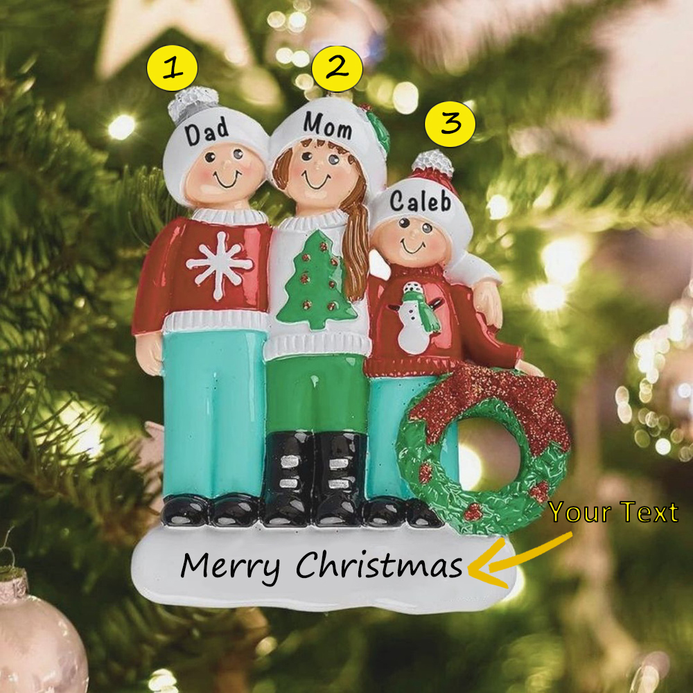 Personalized Family Christmas Ornament Custom 5 Names Hanging Ornament Gifts For Family