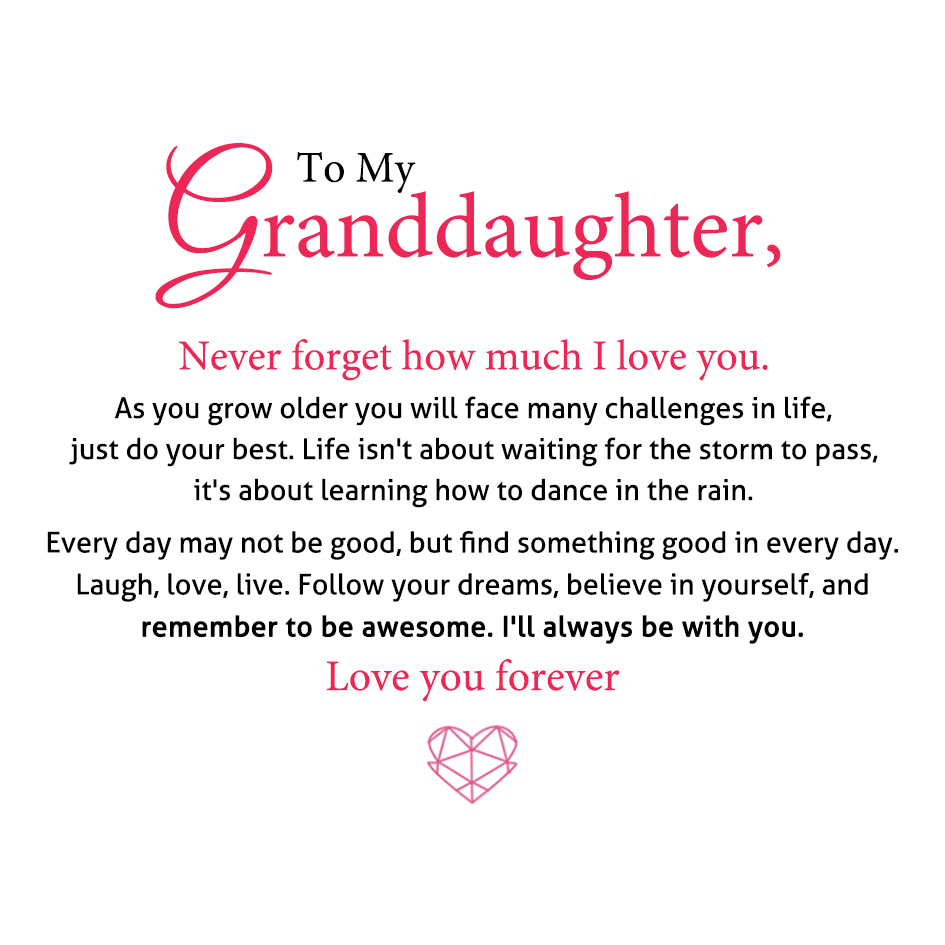 To My Granddaughter Infinity Heart Bracelet with Message Card Adjustable Bracelet Gift for Her - Never Forget How Much I Love You