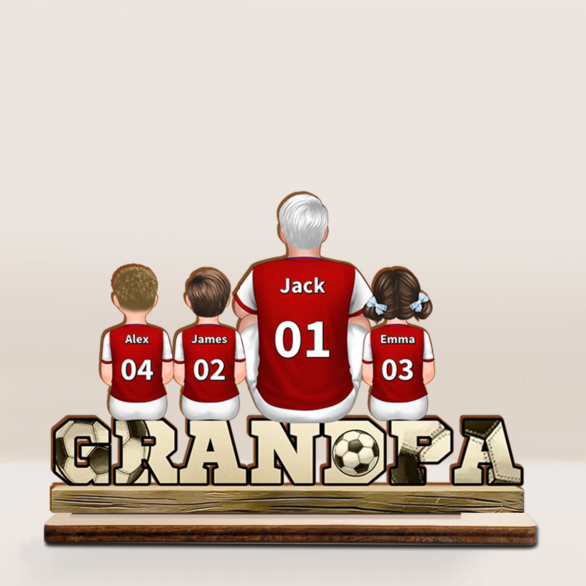 Personalized Soccer Grandpa Plaque with Grandkids' Names & Numbers | Lorajewel