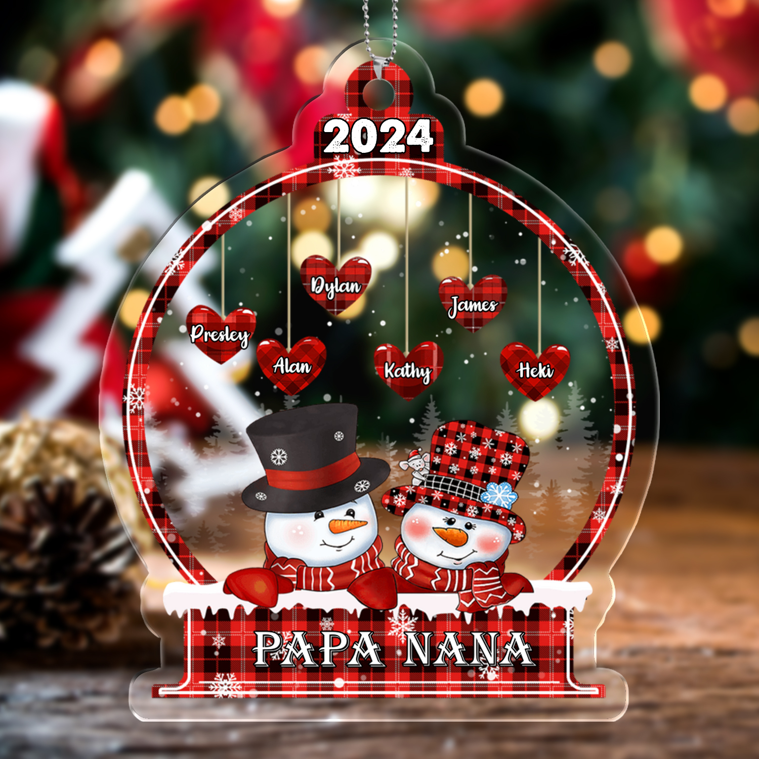 Personalized Christmas Snowman Ornament Custom 3-18 Names Christmas Ornament Gift for Family