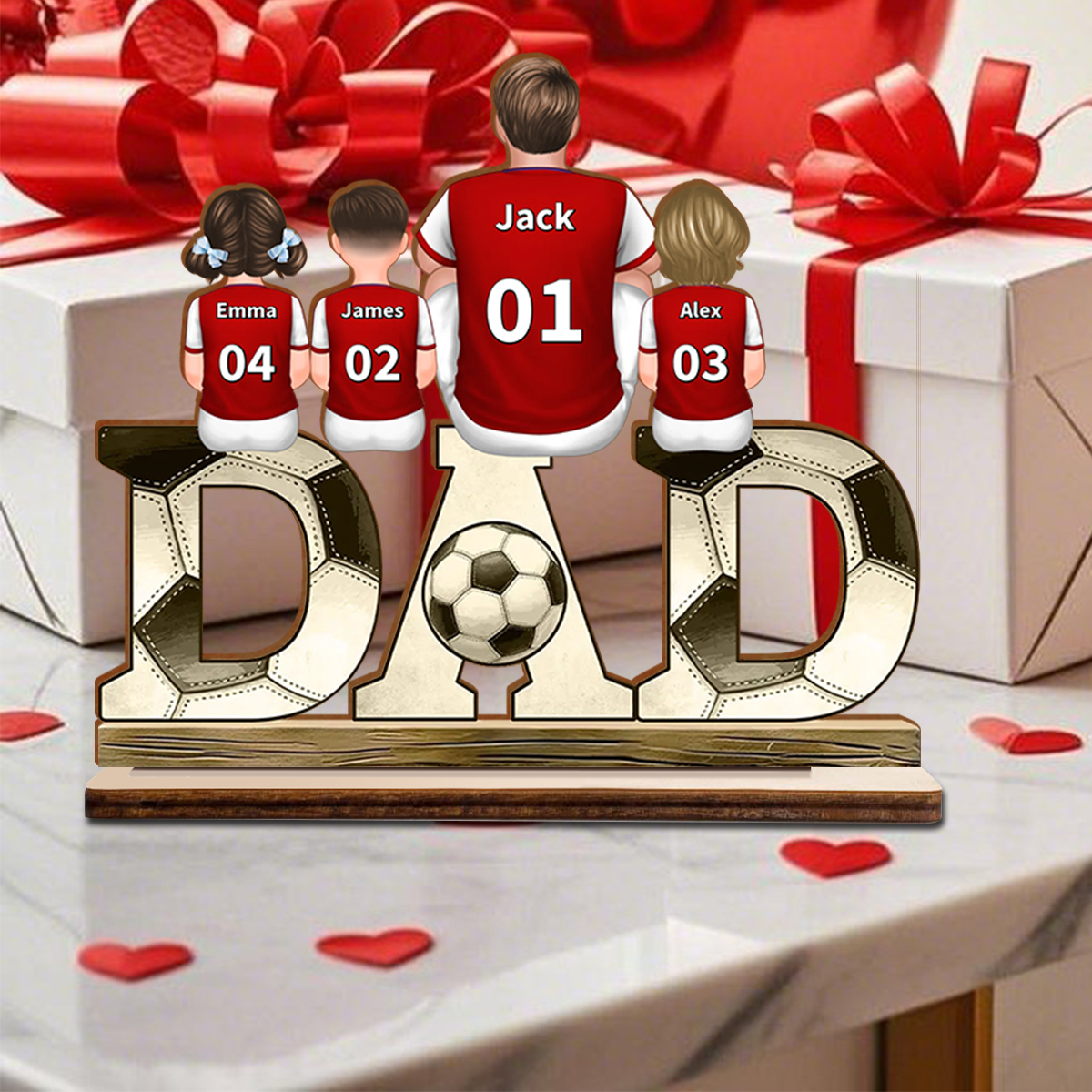 Perosnalized Football-Themed DAD Ornament - Custom Plaque Home Decoration for Father | Lorajewel