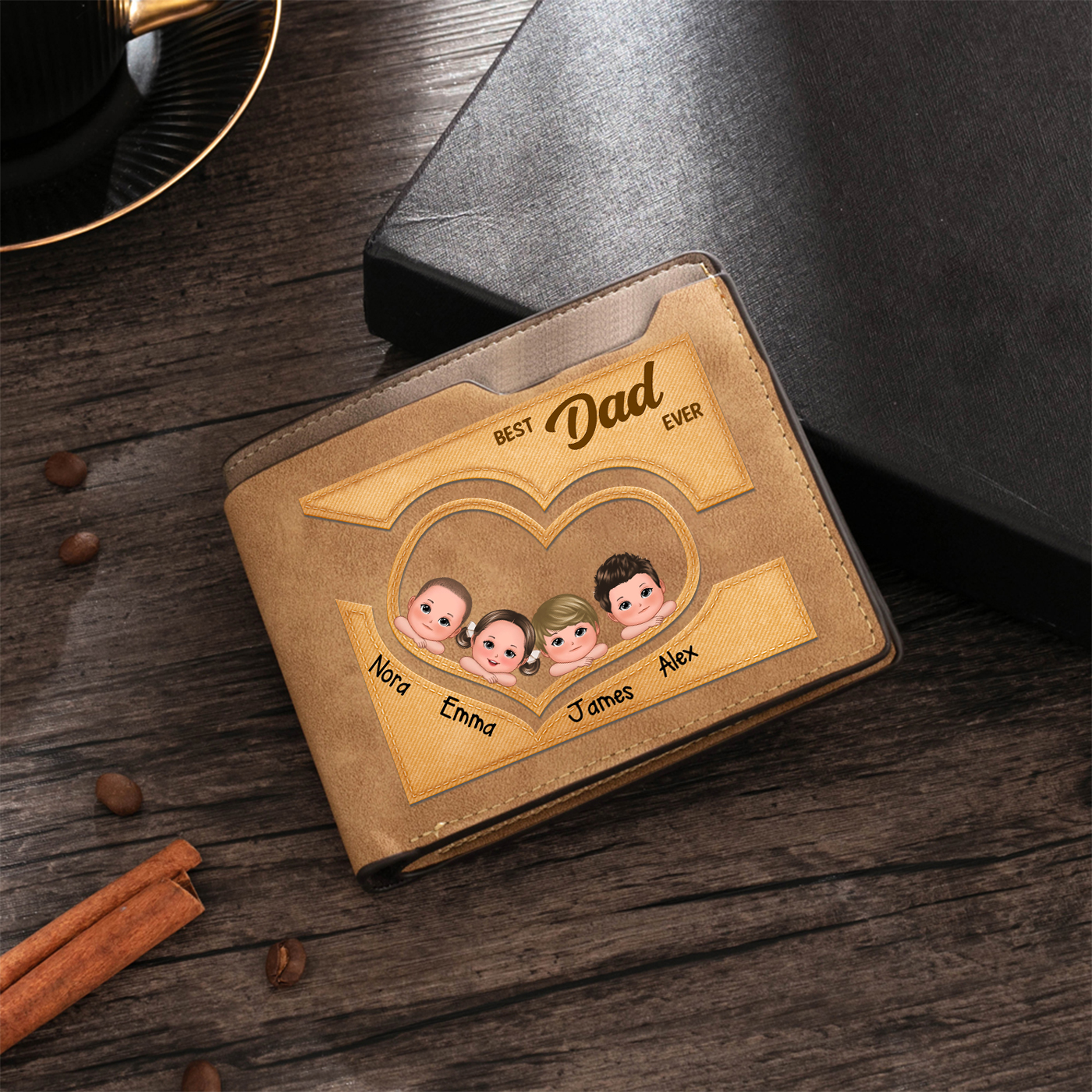 Perosnalized Best Dad Ever Wallet – Custom Children's Names & Illustration Gift for Dad | Lorajewel