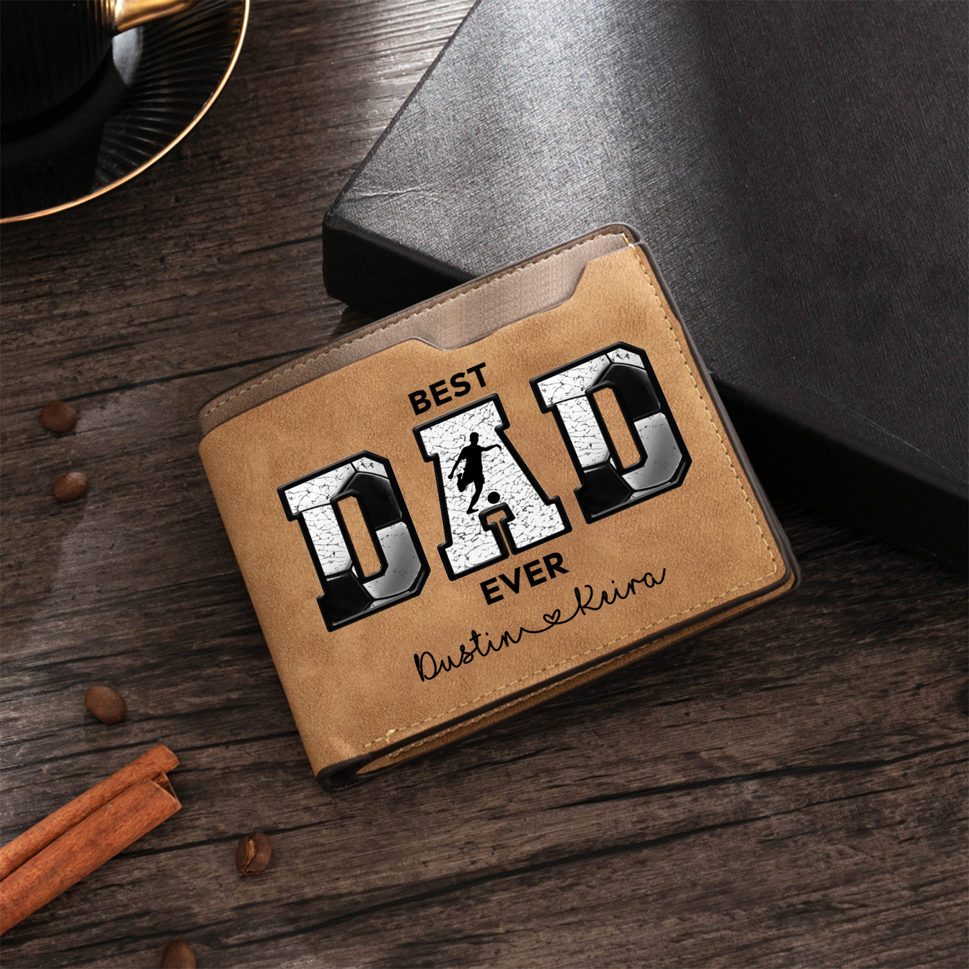 Personalized Best Dad Ever Leather Wallet – Custom Name Gift for Him | Lorajewel
