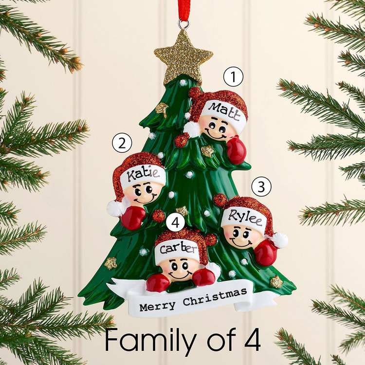 Personalized Family Christmas Ornament Custom 2 Names Hanging Ornament Gifts For Family