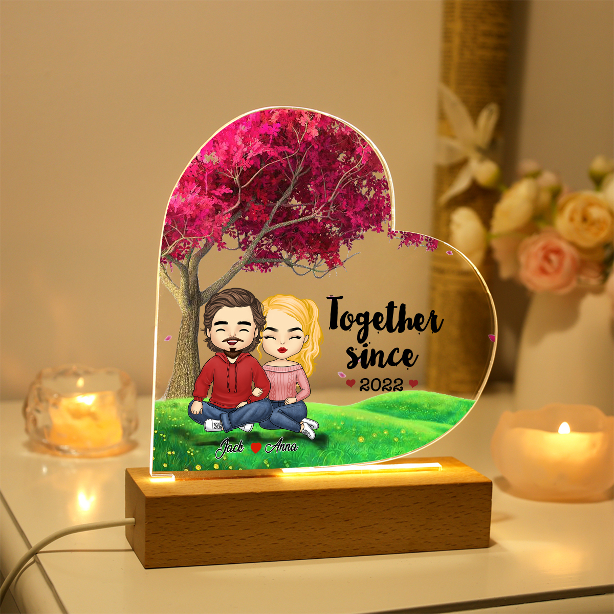 Personalized Light Plaque Together Since LED Gift for Couples